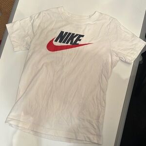 Nike Kids White Tee with Red Logo